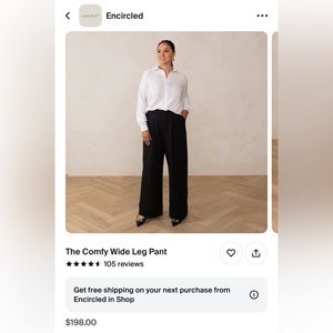 (New) Encircled Brand Wide Leg Black Comfy Pant Size XL